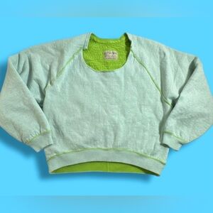 Free People Classic Oversized Crewneck Size M in Blue Green Aloe Thick Heavy